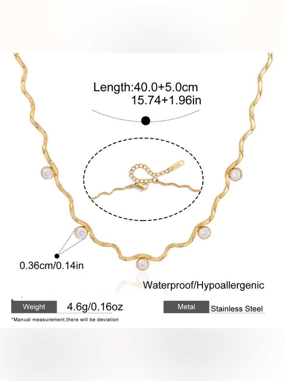 Gold Crystal Wave Chain Necklace - Jewelry - Picture 3 of 4